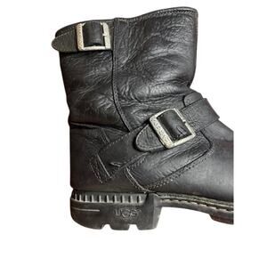 UGG Australia Rockville II Black Leather Men's Boots Size 10.5 Motorcycle Biker